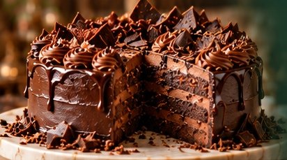 Signature chocolate cake with rich chocolate layers
